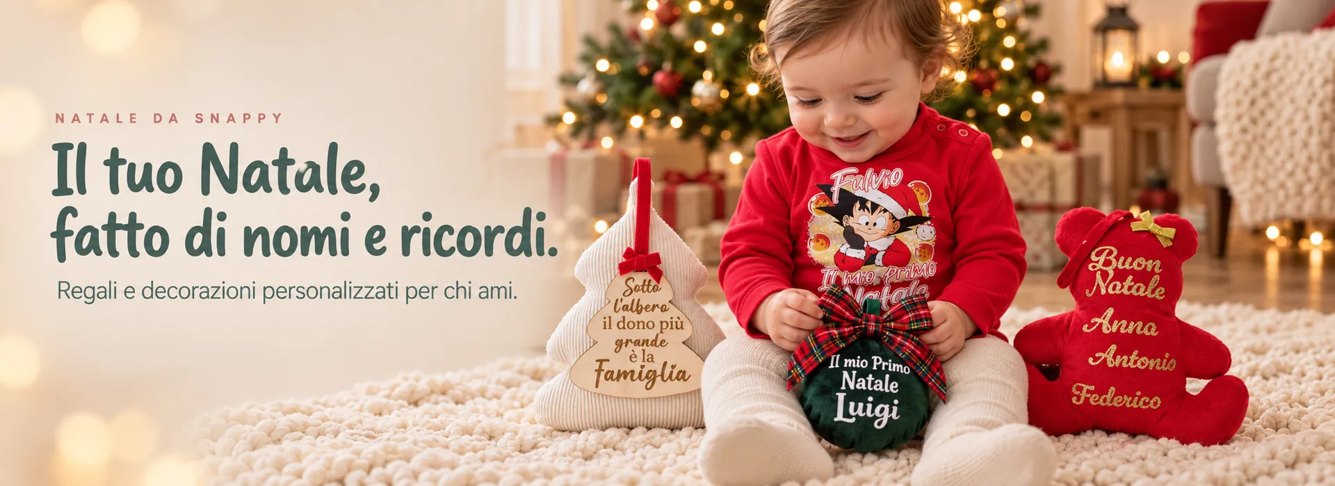 Natale da Snappy: il tuo Natale, fatto di nomi e ricordi. Regali e decorazioni personalizzati per chi ami.