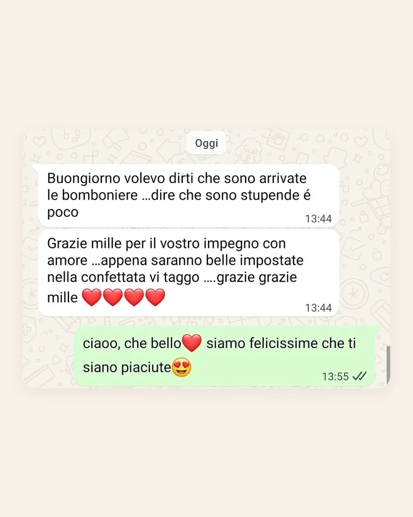 Messaggio di una cliente soddisfatta