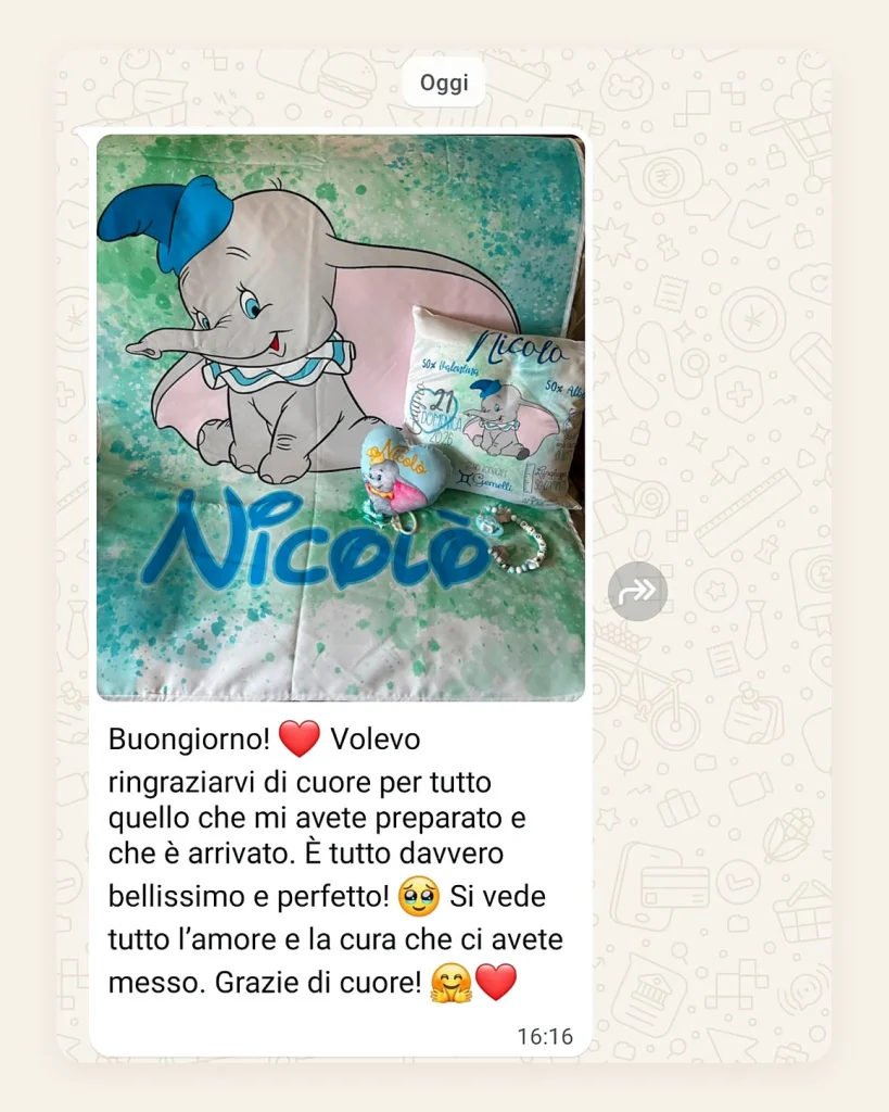 Messaggio di una cliente soddisfatta
